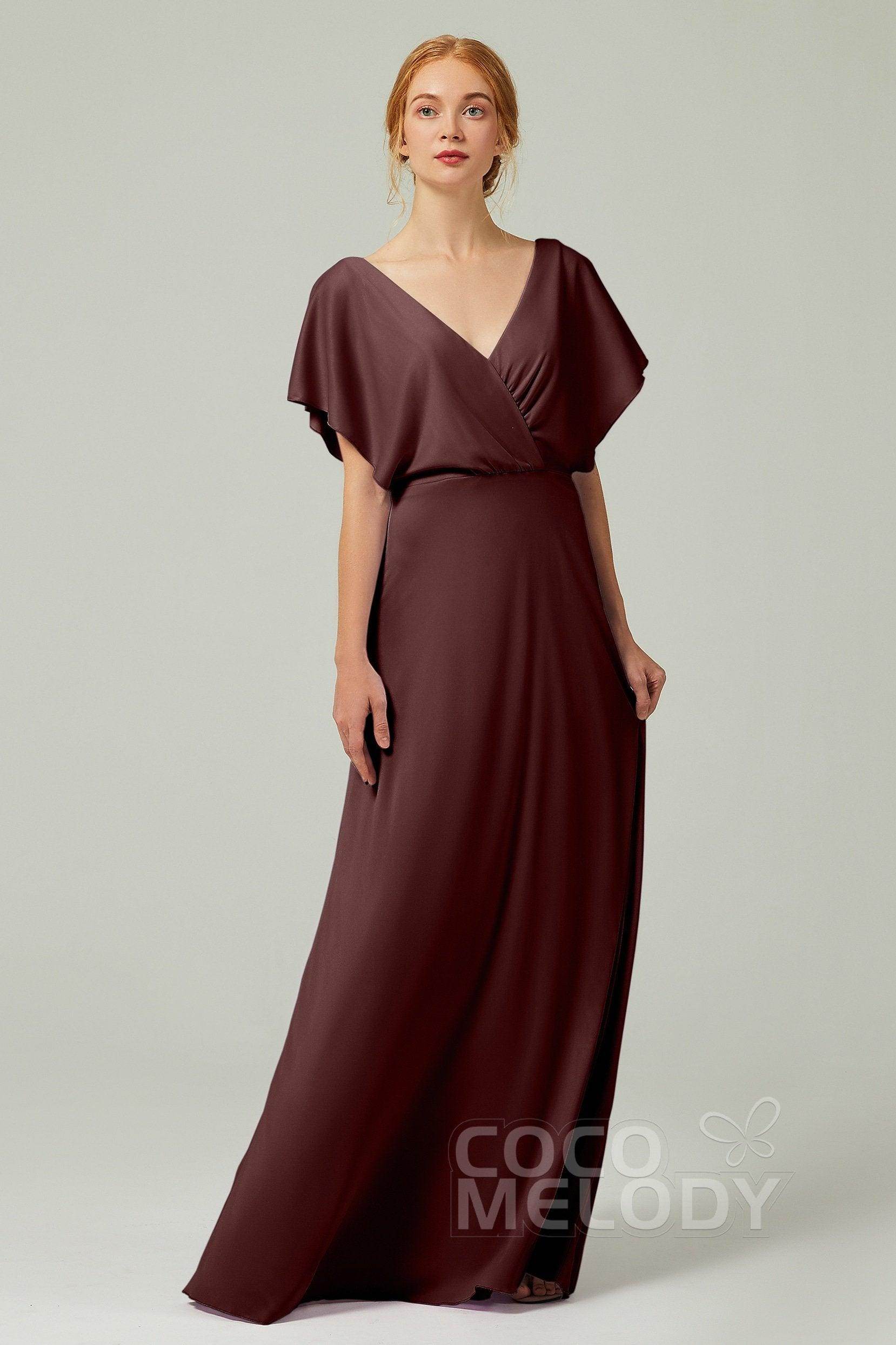 A-Line Floor Length Chiffon Bridesmaid Dress CB0351 - COCOMELODY